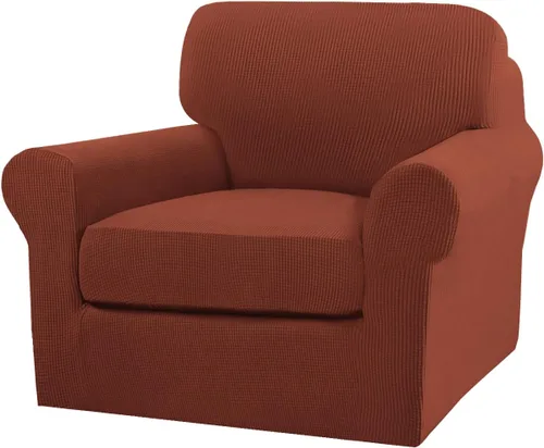 Vista 137 de Turquoize 2 fundas para sillas de sala de estar, funda de sofá con fundas de cojín individuales, funda de muebles para sillas (silla, beige biscotti)