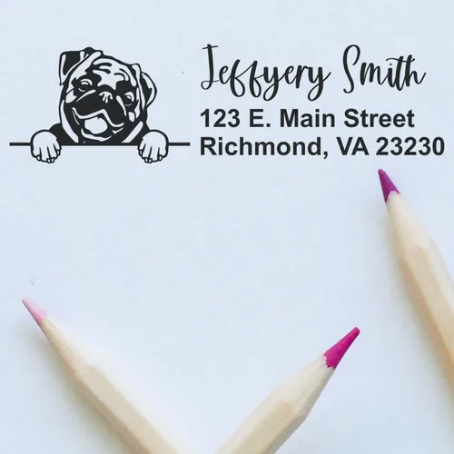 Vista 59 de American Bulldog Stamp Duo, Custom Return Address for Dog Lovers, Personalized Mail Mark for Letters and Cards