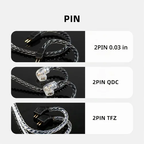 Vista 2 de Cable IEM de 2M 2 pines, cables de auriculares de 2 metros de largo con cable de extensión de auriculares chapado en plata compatible con Moondrop