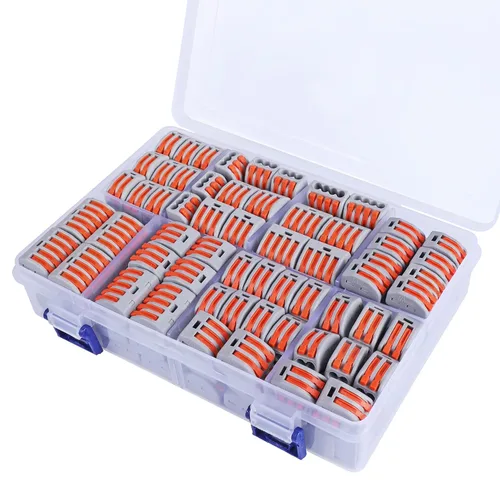 Vista 8 de Kit de surtido de 30 conectores eléctricos de alambre de palanca con tuercas, 28-12 AWG, combinación compacta de múltiples conductores de 2/3/5