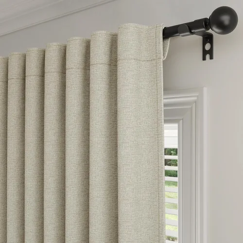 Vista 21 de Rinwoc - Cortinas 100% opacas para dormitorio, cortinas con aislamiento térmico de 1.6 m de longitud, 2 paneles, lino texturizado de estilo granja