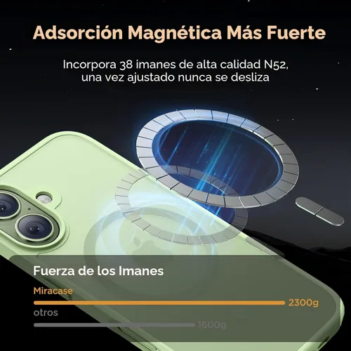 Vista 6 de Miracase - Funda magnética para teléfono 17 (compatible con MagSafe) con protector de pantalla de grado militar, funda mate translúcida antihuellas