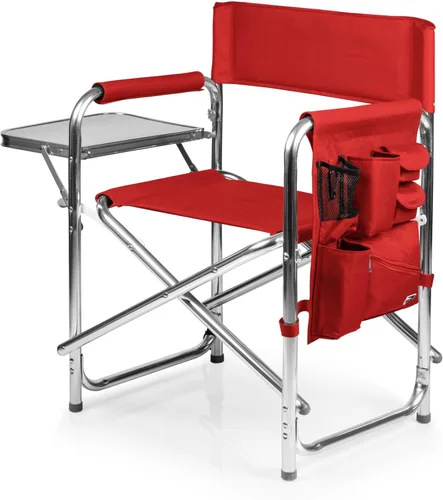 Vista 13 de PICNIC TIME Silla deportiva con mesa auxiliar, sillas de campamento acolchadas plegables para exteriores para adultos con portavasos y panel