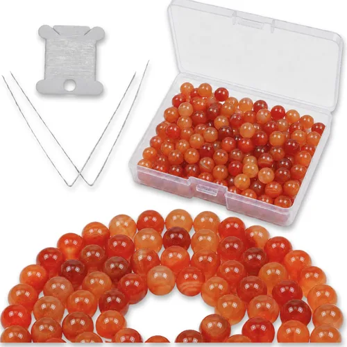 Vista 37 de Cherry Tree Collection 100 cuentas redondas de 6 mm de turquesa africana para hacer joyas Incluye caja de almacenamiento, cordón elástico