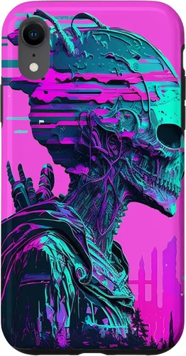 Vista 16 de iPhone 14 Pro Max Cool Retro Alien Sunset Tropical Trippy Vaporwave Sky Art Case