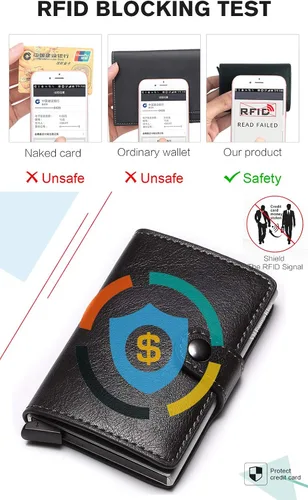 Vista 3 de Cartera de bloqueo RFID ultrafina para tarjetas de crédito con tarjetero seguro, 1468-2, Minimalista