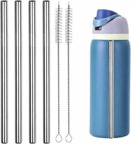 Vista 14 de Pajitas de repuesto de metal compatibles con vaso de acero inoxidable Owala Kids con aislamiento térmico de acero inoxidable de 12 oz/15 onzas