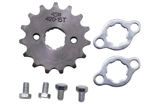 Vista 8 de Trkimal Motocicleta 420-10T Piñón delantero de 0.669 in para motocicleta de 50 cc, 70 cc, 90 cc, 110 cc, 125 cc, motocross, mini bicicleta, TaoTao