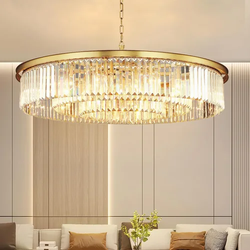 Vista 12 de Candelabros de cristal de cobre, lámparas de techo modernas y contemporáneas, mini candelabro de 3 niveles, 8 luces colgantes, iluminación colgante