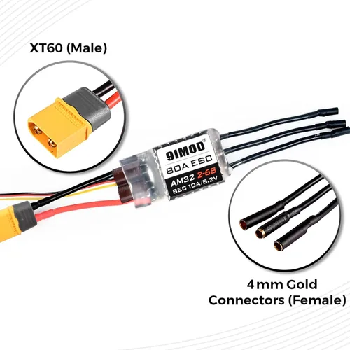 Vista 6 de AM32 80A RC Motor sin escobillas ESC Combo 3542-1850KV Motor sin escobillas y ESC con conector USB sin sensor RC ESC Kit de motor para 1/8 1/10