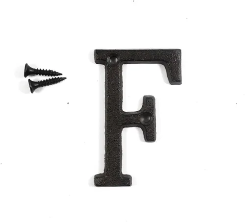 Vista 8 de Letras del abecedario de 3" en metal de hierro fundido decorativas, estilo clásico, para colgar letreros de pared, dirección, nombre, letrero