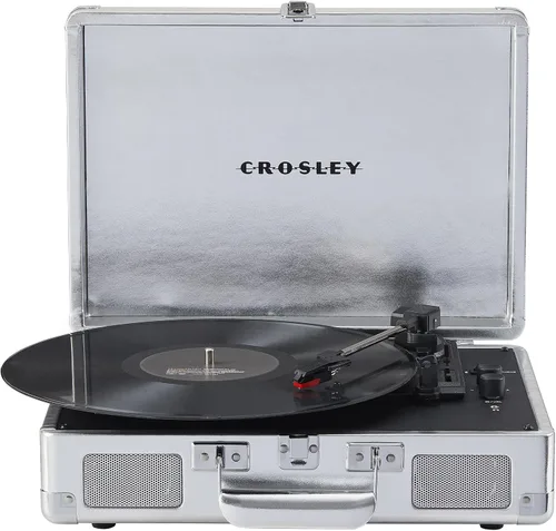 Vista 17 de Crosley CR8005F-AC Cruiser Plus - Tocadiscos vintage de 3 velocidades con Bluetooth, tipo maletín, reproductor de discos de vinilo, tablero
