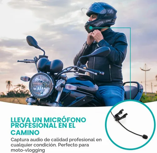 Vista 2 de Movo ACM400 Micrófono omnidireccional de cuello de ganso flexible para Motovlogging, micrófono de casco para cámara de acción Moto Vlog - Micrófono