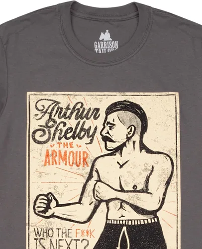 Vista 3 de Peaky Blinders T Shirt Mens Adults Arthur Shelby Poster Boxing Club Grey Top