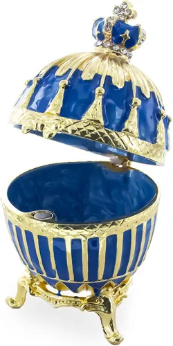 Vista 5 de BestPysanky Huevo de Pascua imperial real acanalado esmaltado azul 1885
