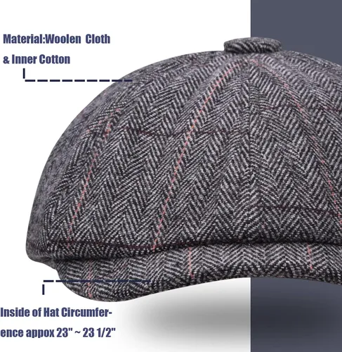 Vista 3 de 2 Pack Newsboy Hats for Men Classic 8 Panel Wool Blend Ivy Hat