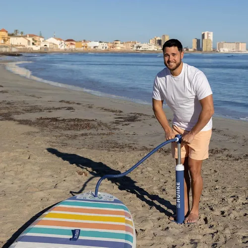Vista 9 de HUIIKE Bomba manual de tabla de remo con bomba manual de doble acción de 15 PSI, bomba de mano estable para paddleboard, bomba de mano