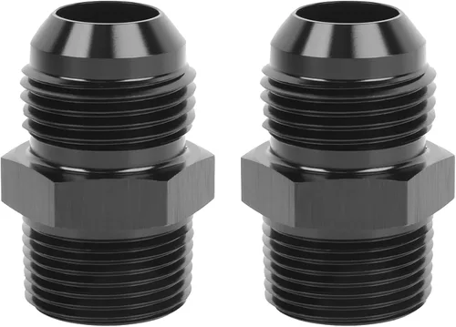 Vista 19 de EVIL ENERGY 3AN macho acampanado a 1/4" NPT tubo adaptador de ajuste de 90 grados aluminio negro 2 piezas