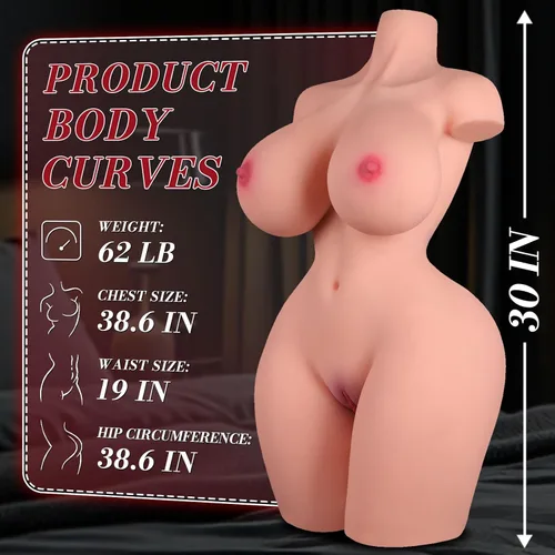 Vista 2 de Muñeca sexual realista BBW de 62 libras para masturbación masculina, torso de muñeca sexual de tamaño real con pechos masivos y culo grande, muñecas