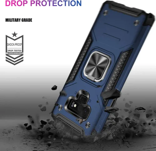 Vista 4 de IKAZZ Funda para Galaxy Note 9, TPU suave y flexible de doble capa y policarbonato duro, antideslizante, de cuerpo completo, resistente, funda Azul
