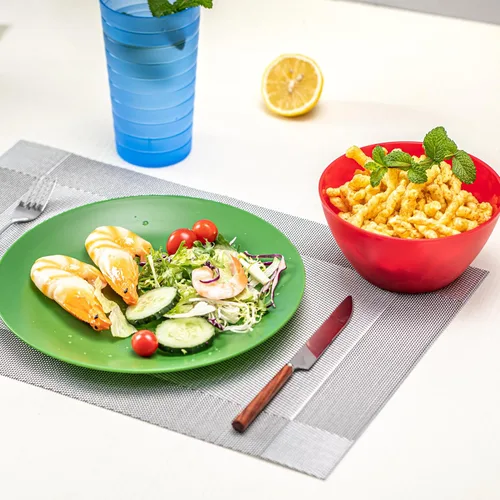 Vista 5 de KX-WARE Juego de 12 platos de plástico irrompibles y reutilizables de 9.875 pulgadas, multicolor, aptos para lavavajillas, sin BPA