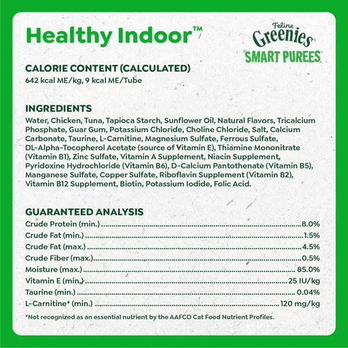 Vista 6 de Greenies Feline Smart Purees Golosinas Lickables Saludables para Interiores para Gatos con Pollo Real, Tubos de 0.49 oz., 4 Unidades (Paquete de 11)