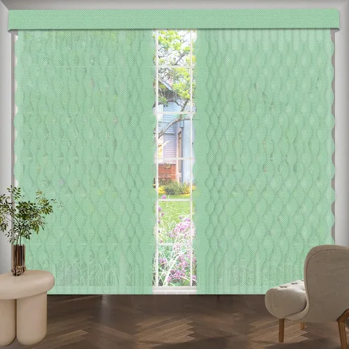 Vista 2 de Persianas verticales inalámbricas con filtro de luz S Wave para ventana, persianas verticales impermeables color verde manzana, persianas verticales