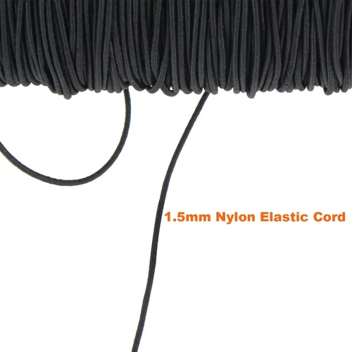 Vista 4 de EuTengHao Cordón elástico de nailon, cordón decorativo de satén negro para hacer pulseras, collares y joyas (0.059 in x 55 yardas)