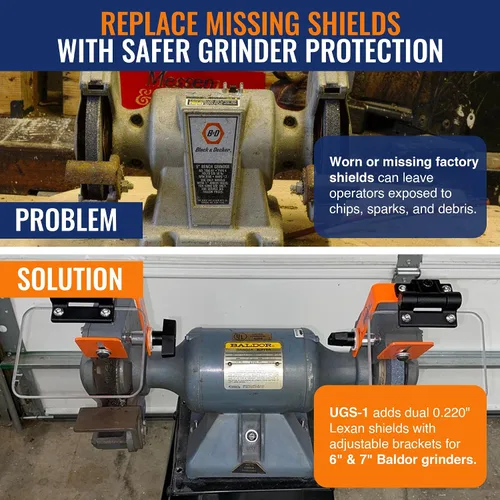 Vista 5 de ATS UGS-1 - Kit de protector de ojos para amoladora de banco Protectores de seguridad compatibles con OSHA para amoladoras de calvor de 6 y 7