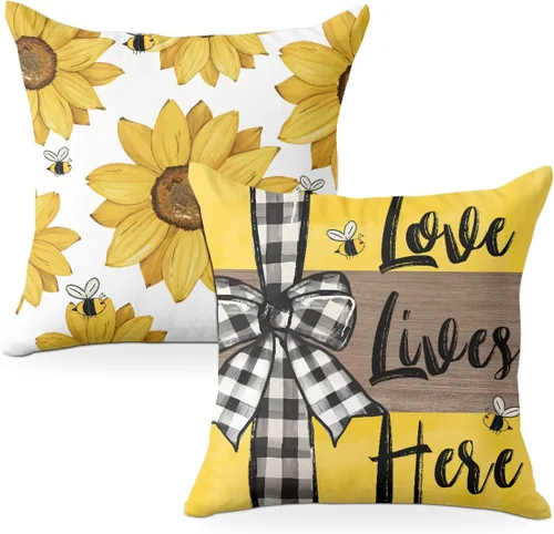 Vista 15 de 2 piezas de fundas de almohada de 18 x 18 pulgadas, fundas de almohada de estilo coqueto, fundas de almohada decorativas con arco rosa, fundas