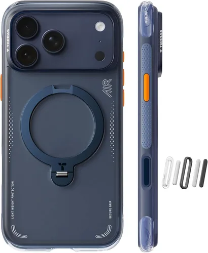 Vista 34 de TORRAS Ostand Q3 Air - Funda para iPhone 17 Pro con soporte magnético de 360°, compatible con MagSafe, probada contra caídas de grado mil, botón