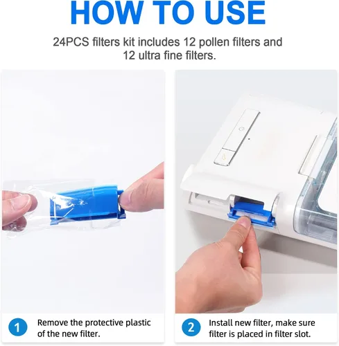 Vista 4 de 24 filtros CPAP para Dream Station 1 filtros, incluye 12 filtros de polen ensamblados y 12 filtros ultrafinos, suministros de filtros de repuesto