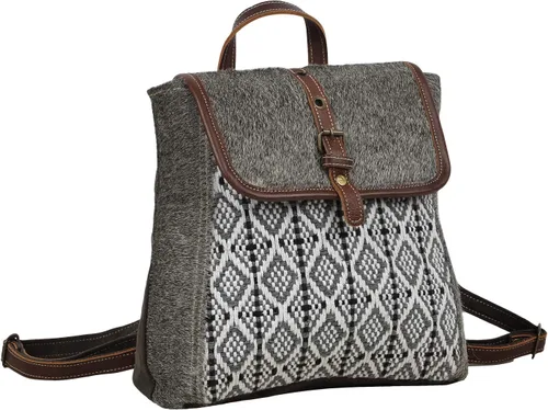 Vista 6 de Myra Bag Mochila Stella de Lona y Cuero Vaca Upcycled S-1590