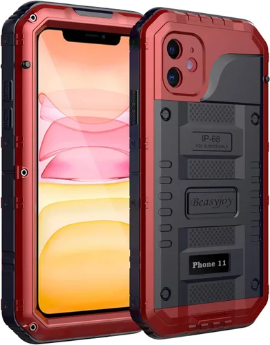 Vista 10 de Beasyjoy Funda impermeable de metal para iPhone 11, resistente, a prueba de golpes, a prueba de polvo, protección resistente, pantalla incorporada