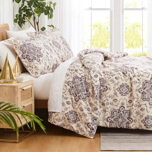 Vista 42 de Southshore Fine Linens - Juego de fundas para edredón de gran tamaño, 3 piezas 22 - Boho Paisley Azul Ceniza