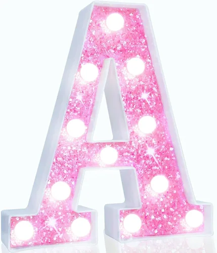 Vista 71 de Pooqla Luces de números de marquesina, números de luz rosa para niñas de 10.º cumpleaños, funciona con pilas, luz nocturna de número con purpurina