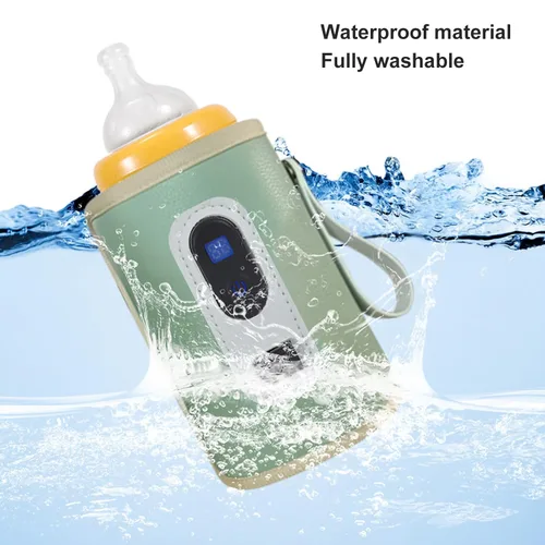 Vista 3 de Calentador de biberones USB, portátil, 5 velocidades, ajustable, para leche materna (verde)