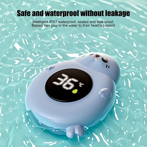 Vista 2 de Monitor de temperatura de baño para bebé, sensor de bañera, medidor impermeable Termómetro digital de piscina, pantalla flotante linda para bañera
