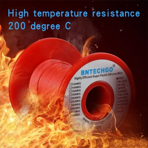 Vista 5 de BNTECHGO Carrete de alambre de silicona de calibre 28 rojo 250 pies Flexible 28 AWG alambre de cobre estañado trenzado