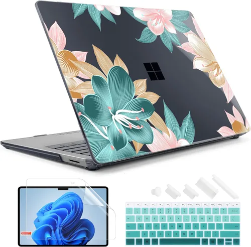 Vista 22 de TWOLSKOO Funda para portátil Microsoft Surface Go 2/1 de 12.4" lanzada con el modelo 1943/2013, carcasa rígida de plástico protectora y cubierta