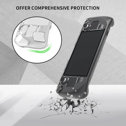 Vista 5 de Protective Case for Steam Deck Case Cover Clear with Small Stand, PC Hard Clear Case for Steam Deck Game Console, Shock-Absorption Anti-Scratch