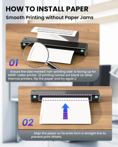 Vista 8 de Papel para impresora térmica tamaño carta Phomemo, impresión térmica avanzada, papel Phomemo compatible con TATTMUSE M08F-Letter, M832, M834