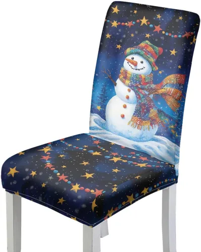 Vista 53 de Rnyleeg Juego de 1 fundas navideñas para sillas de comedor, color azul oscuro, fundas protectoras extraíbles y lavables para sillas de cocina