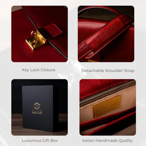 Vista 6 de Time Resistance Maletín pequeño de cuero para hombre, bolso cruzado