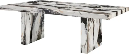 Vista 9 de Roundhill Furniture Cavira - Mesa de comedor moderna de mármol sintético con base de pedestal doble