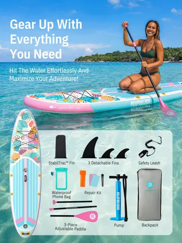 Vista 6 de Niphean Inflatable Stand Up Paddle Board with SUP Accessories