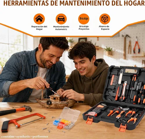 Vista 2 de KOOPOOL Kit de herramientas de 160 piezas para el hogar, juego de herramientas para el hogar para bricolaje