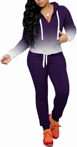 Vista 2 de FANDEE Conjunto de dos piezas para mujer, conjunto casual de sudadera con capucha y bolsillos
