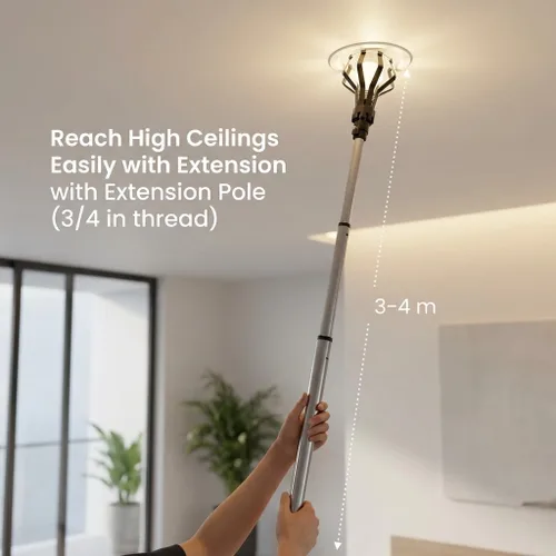 Vista 7 de QWORK Kit de cambiador de bombillas profesional, juego de 3 piezas, compatible con poste de extensión, para bombillas incandescentes de techo alto