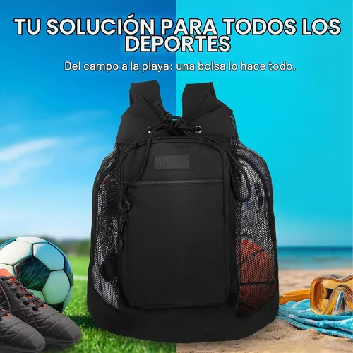 Vista 3 de Mochila de equipaje de malla resistente pequeña para equipos con correa de hombro ajustable para entrenador. 2 compartimentos de diferentes tamaños.